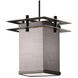 Textile 1 Light 6.5 inch Brushed Nickel Pendant Ceiling Light in Rigid Stem Kit, Cream, Square with Flat Rim, Incandescent