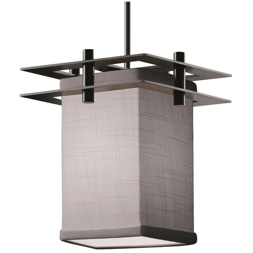 Textile 1 Light 6.5 inch Brushed Nickel Pendant Ceiling Light in Rigid Stem Kit, Cream, Square with Flat Rim, Incandescent