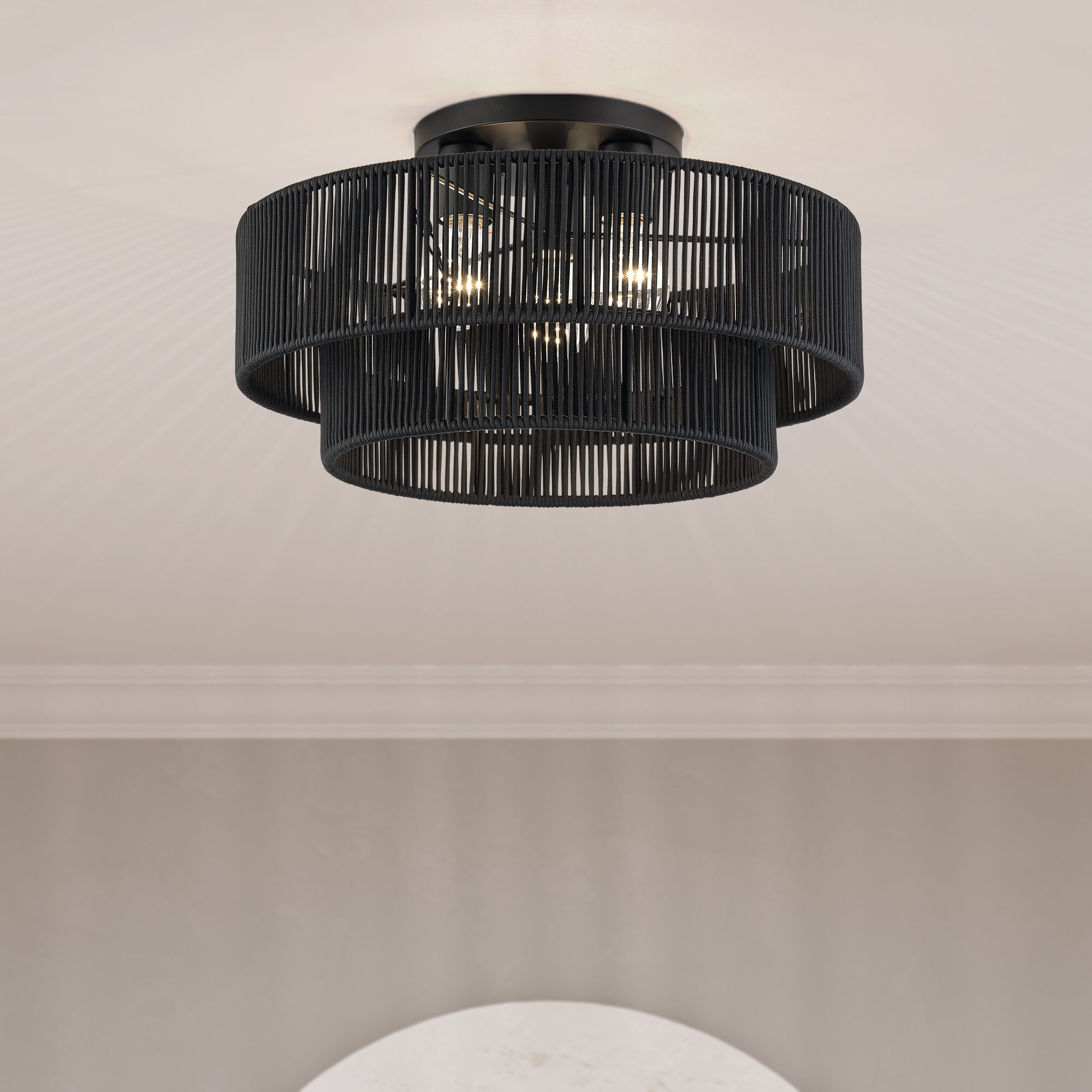 Acordia 3 Light 18 inch Black Semi Flush Mount Ceiling Light, Large