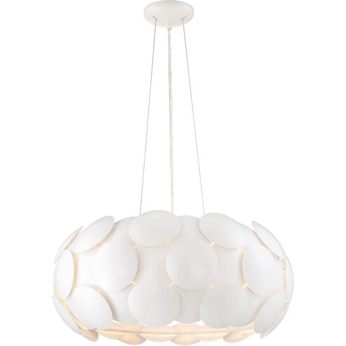 Crown 7 Light 23 inch Gloss White Chandelier Ceiling Light