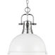 Yep Duncan 1 Light 14 inch Chrome Pendant Ceiling Light in Matte White