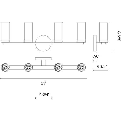 Revolve 4 Light 27.16 inch Clear Glass and Urban Bronze Bath Vanity Wall Light