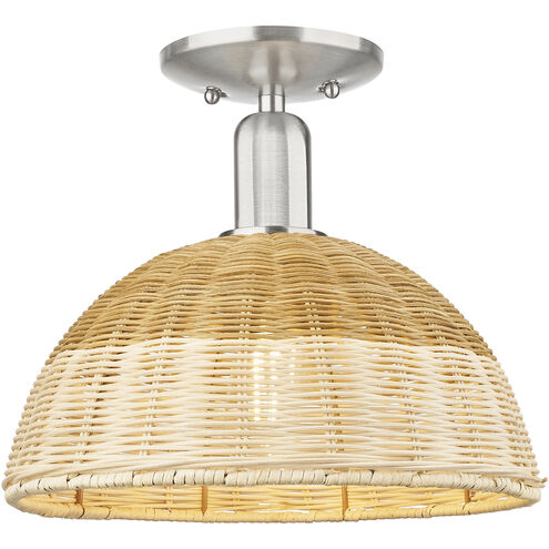 Downtown Urban Natural Ballston Dome 1 Light 11.75 inch Brushed Satin Nickel Semi-Flush Mount Ceiling Light