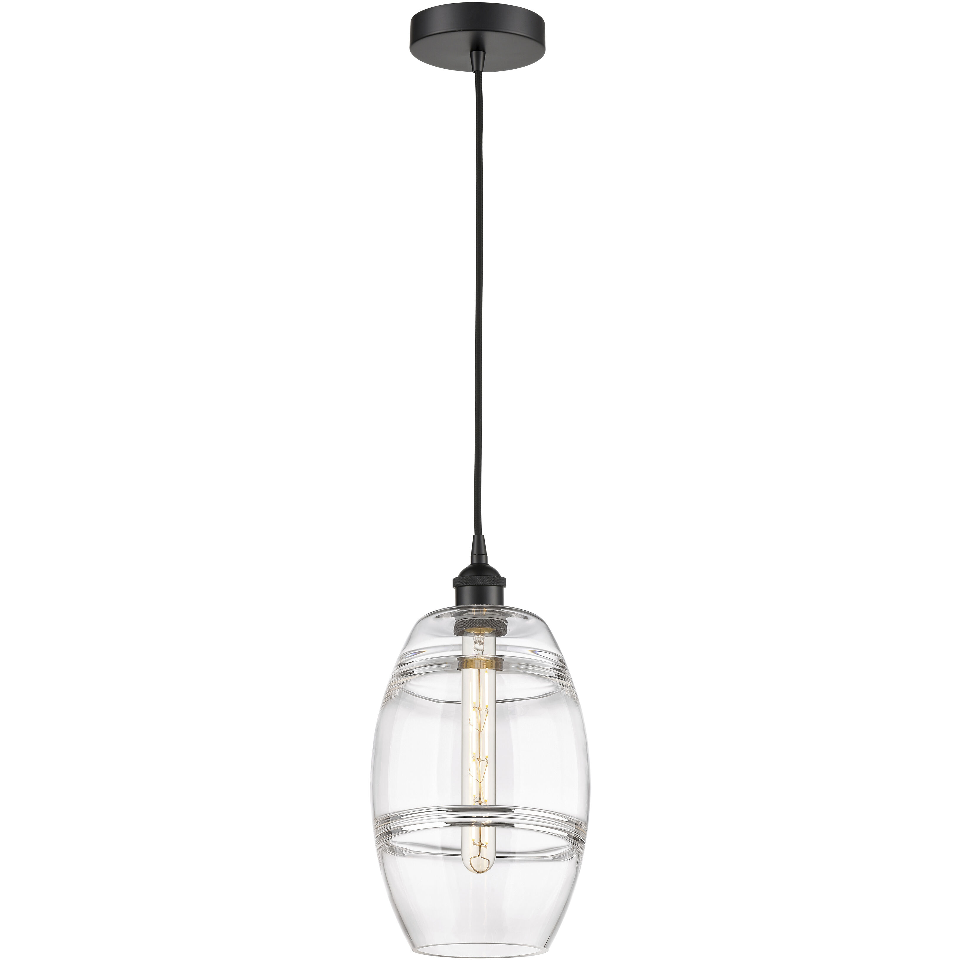 Edison Vaz 1 Light 8 inch Matte Black Cord Hung Mini Pendant Ceiling Light