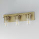 Lateral 3 Light 20 inch Satin Brass Bath Vanity Wall Light in Clear