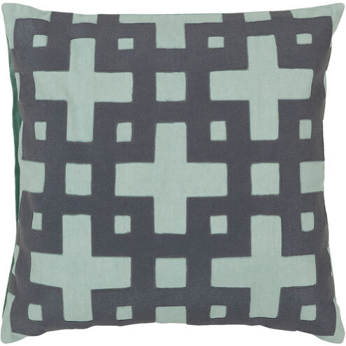 Layered Blocks 20 inch Medium Gray, Mint Pillow Kit