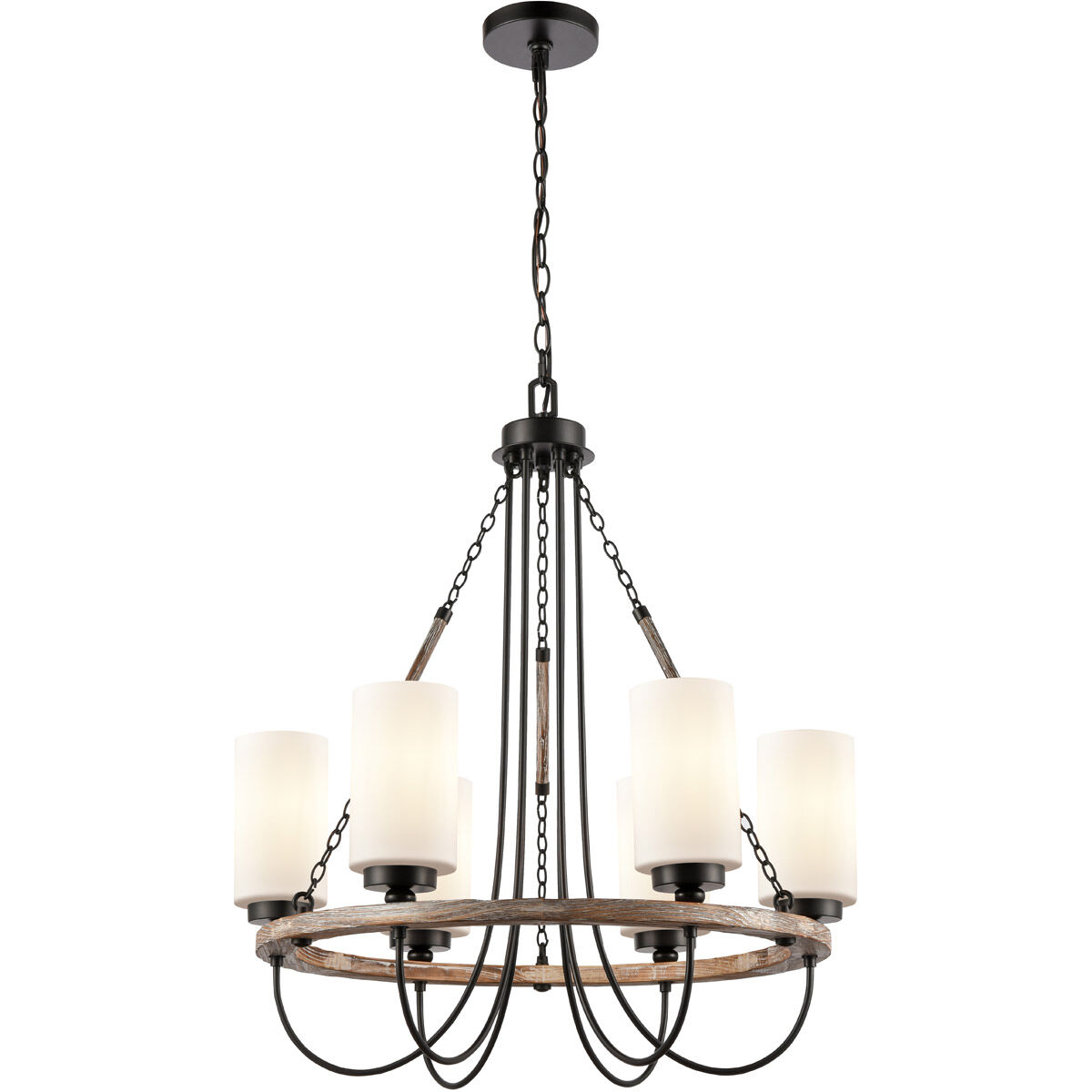 Paladin LED 25 inch Matte Black Chandelier Ceiling Light in White Glass
