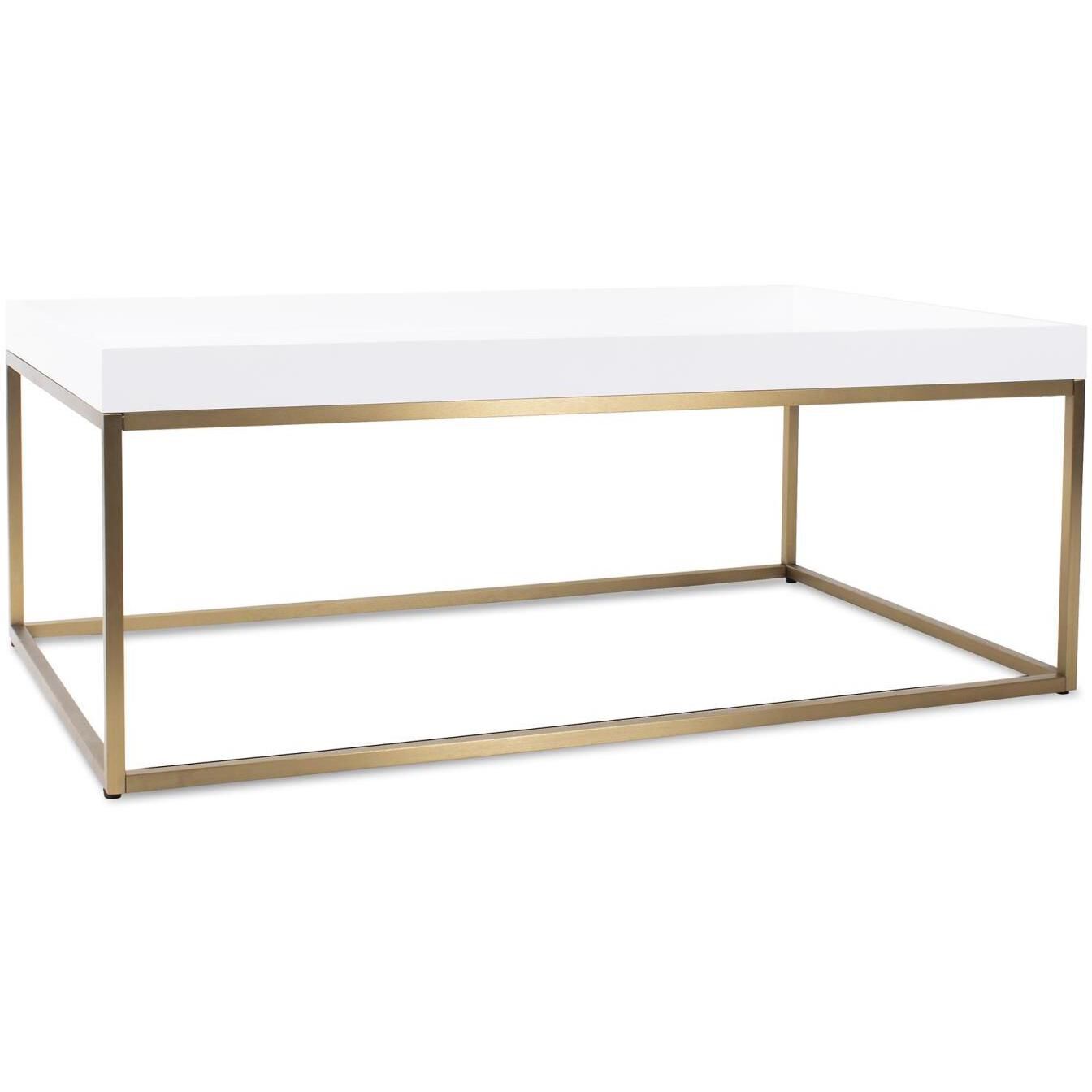 Lyndhurst 47.75 X 18 inch White and Brass Coffee Table