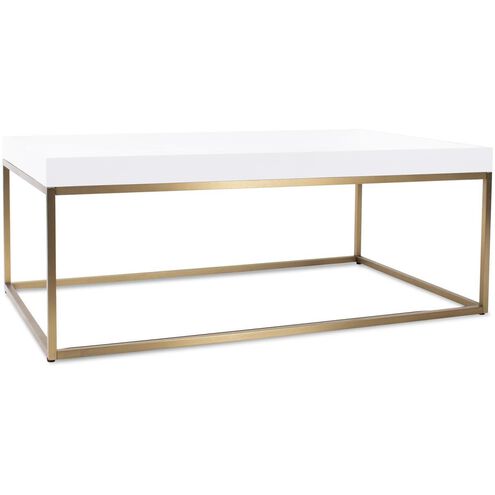 Lyndhurst 47.75 X 18 inch White and Brass Coffee Table