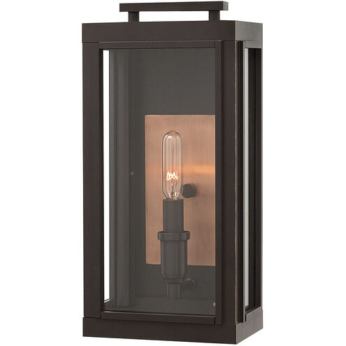 Sutcliffe LED 14 inch Oil Rubbed Bronze with Antique Copper Outdoor Wall Mount Lantern, Small