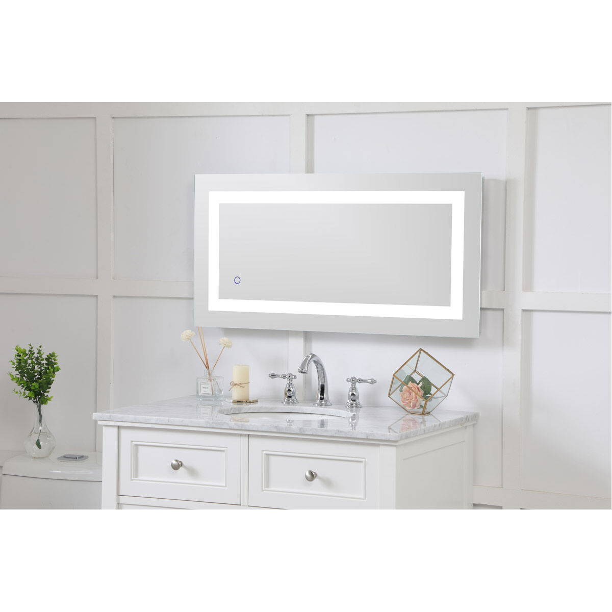 Helios 36 X 18 inch Silver Lighted Wall Mirror