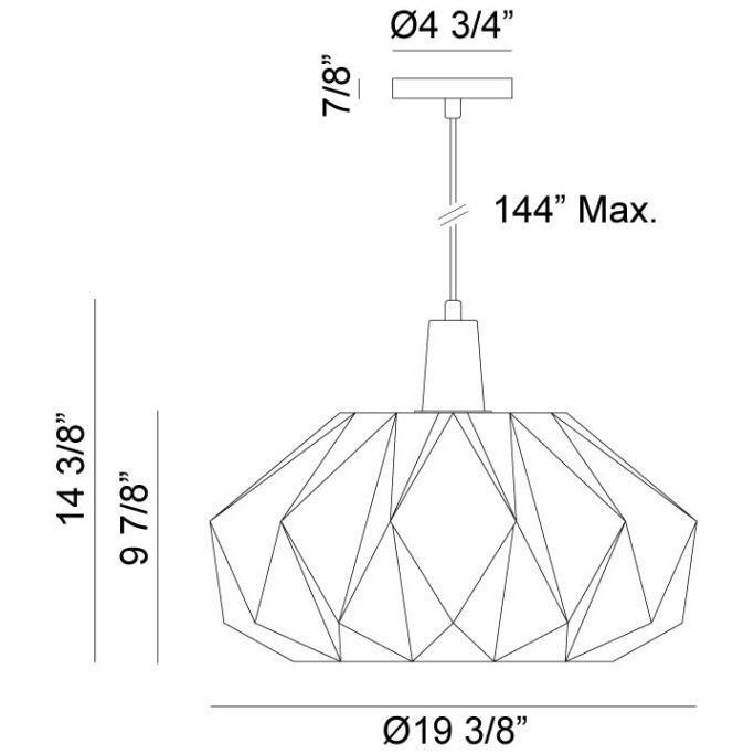 The Origami 1 Light 19.38 inch White Pendant Ceiling Light