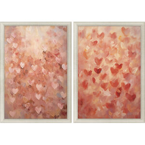 Heart Pattern Pink and Orange and Red Framed Art