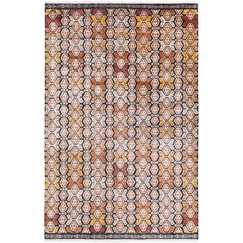 Zambia 108 X 72 inch Cream/Dark Brown/Mustard/Burnt Orange/Brick/Black Rugs, Bamboo Silk and Wool