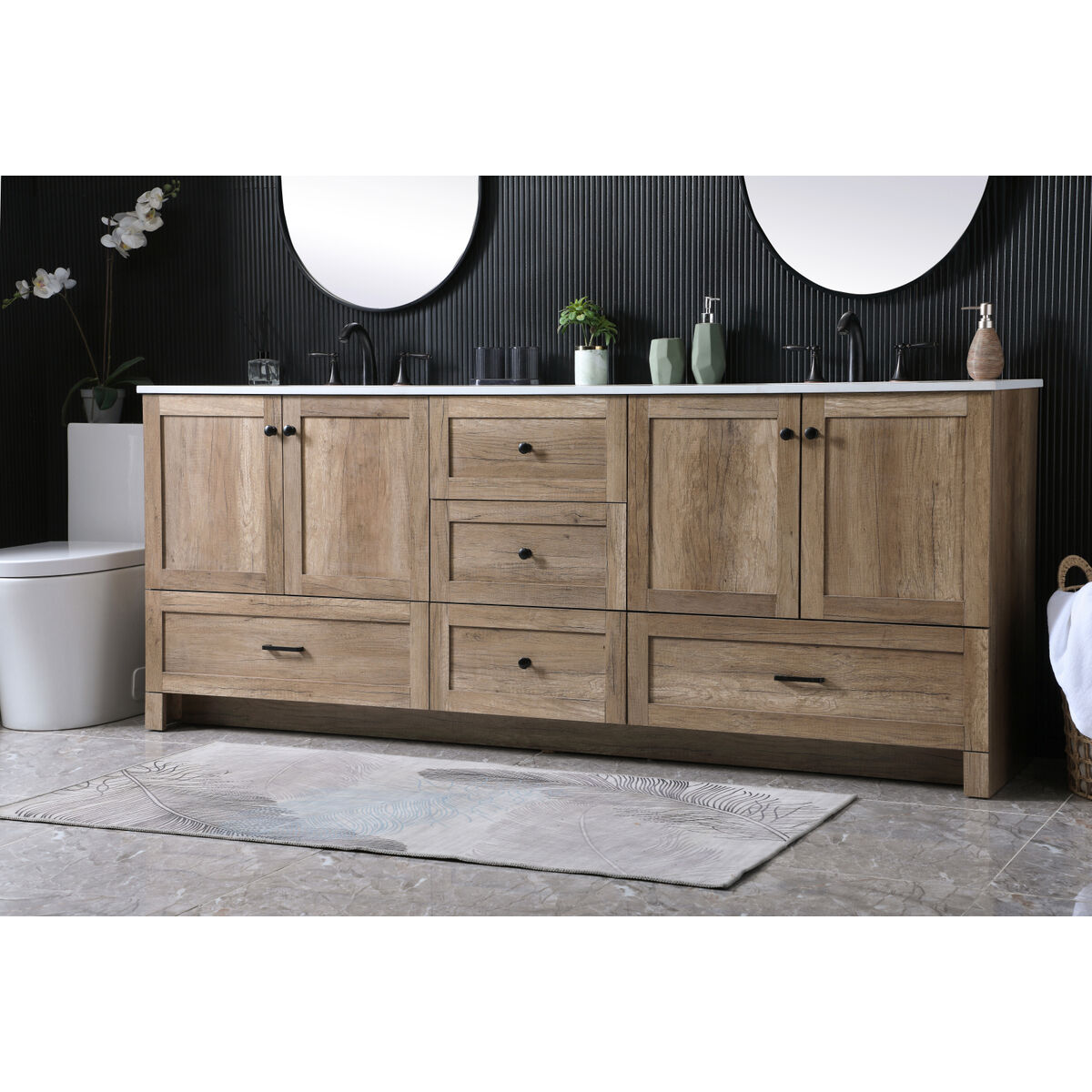 Soma 84 X 19 X 34 inch Natural Oak Vanity Sink Set