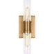 Keaton 2 Light 5 inch Satin Brass Bath Vanity Wall Light in Crackle Glass