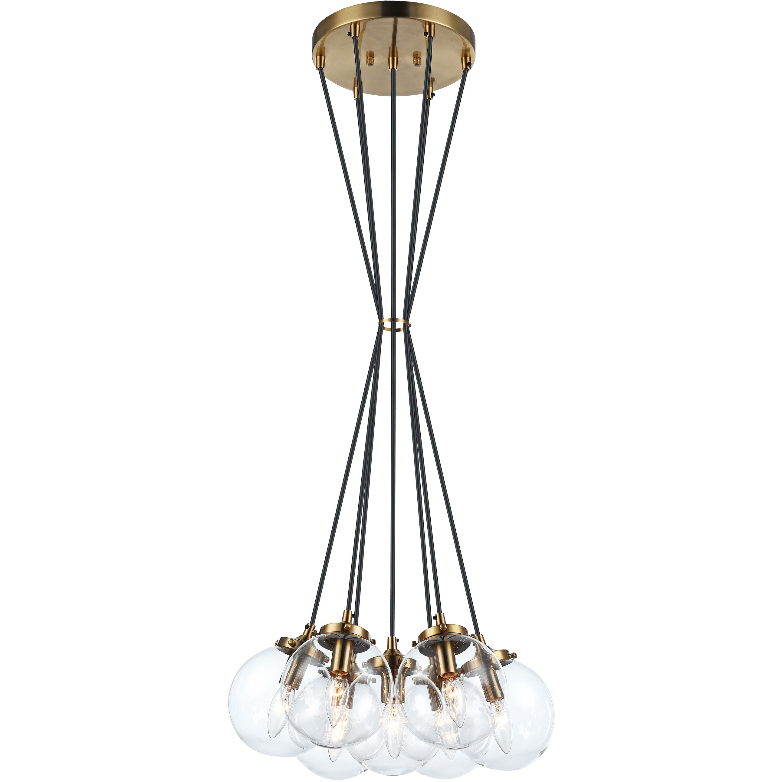 The Bougie 7 Light 17.75 inch Aged Gold Brass Pendant Ceiling Light in Aged Gold Brass and Clear