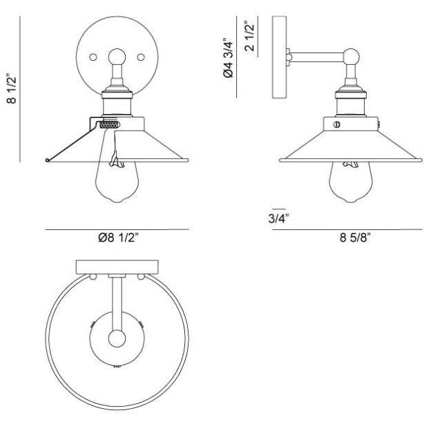 Bulstrode's Workshop 1 Light 8.5 inch Chrome Wall Sconce Wall Light