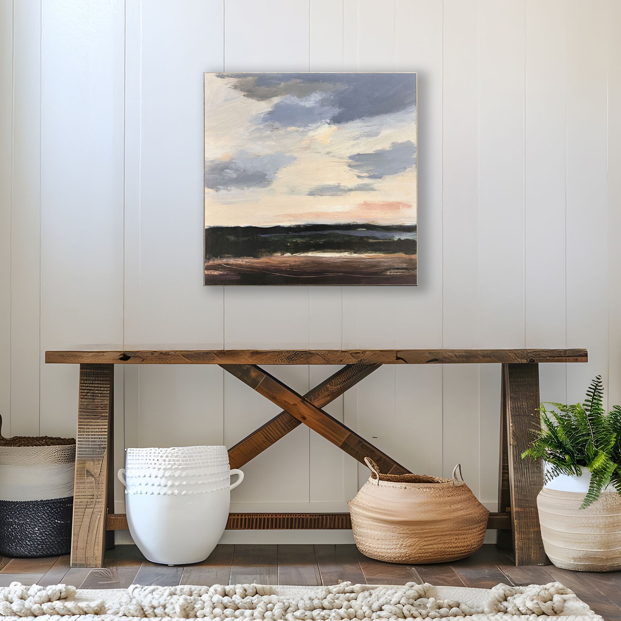 June Light Blue and Green and Brown and Pink Canvas, Propac