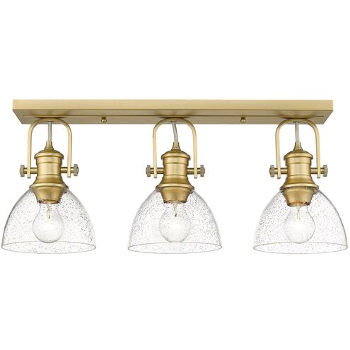 Hines 3 Light 25 inch Semi-flush Ceiling Light in Seeded Glass, Brushed Champagne Bronze