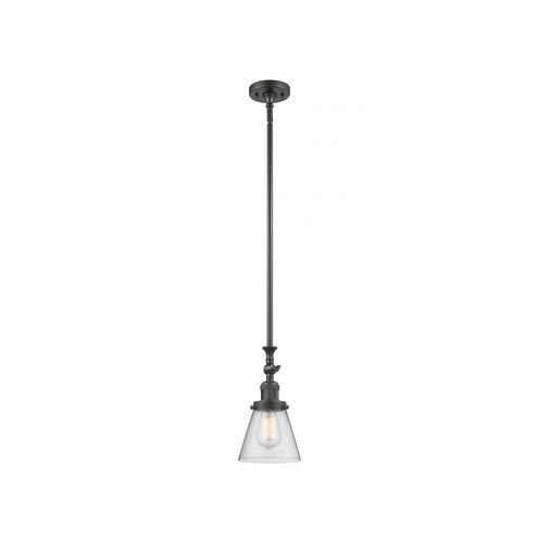 Franklin Restoration Small Cone 1 Light 6 inch Oil Rubbed Bronze Mini Pendant Ceiling Light in Seedy Glass, Franklin Restoration