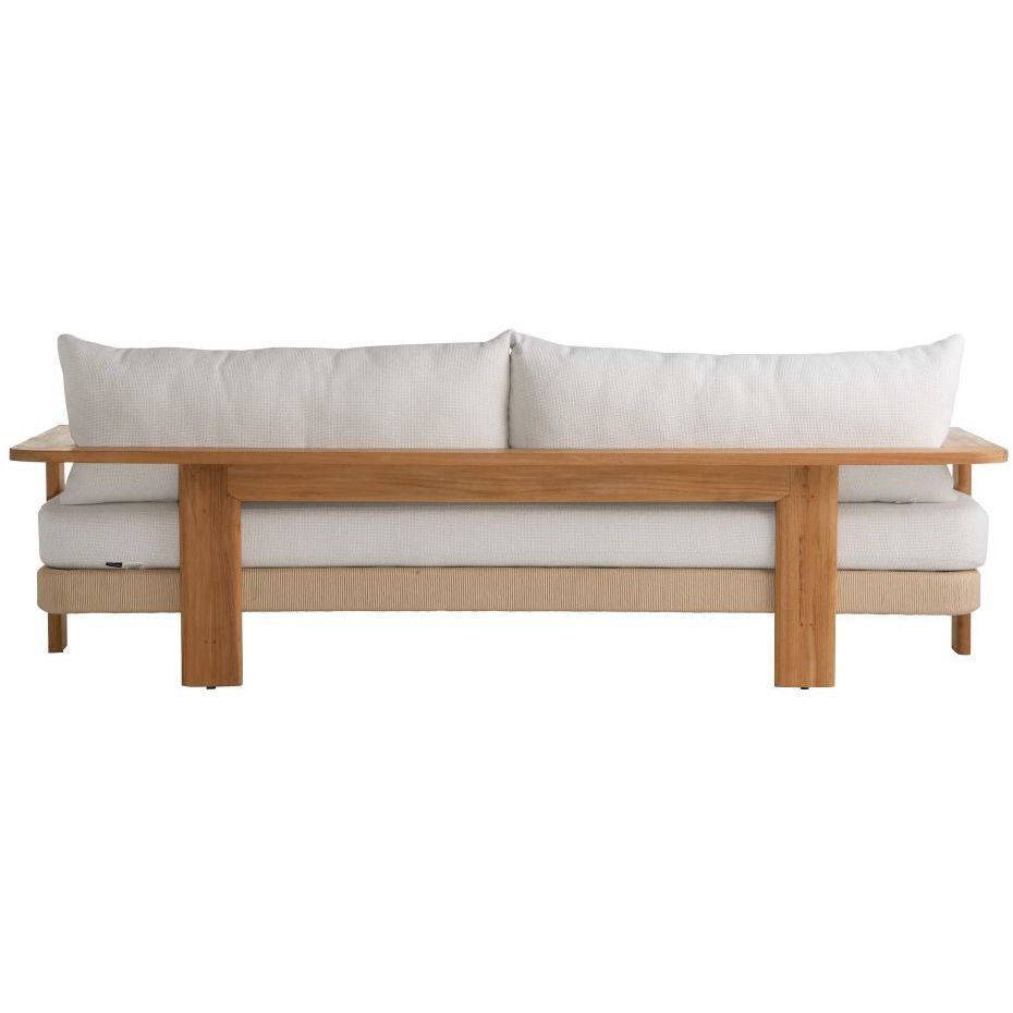 Halston Pearl Boucle and Natural Teak with Khaki Outdoor Sofa