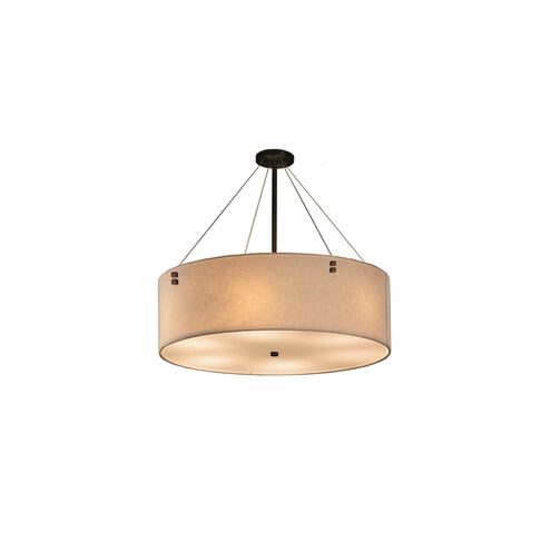 Textile LED 48 inch Dark Bronze Drum Pendant Ceiling Light in Pair of Squares, White, 5600 Lm LED