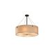Textile LED 48 inch Drum Pendant Ceiling Light in Concentric Squares, Brushed Nickel, Cream, 5600 Lm LED
