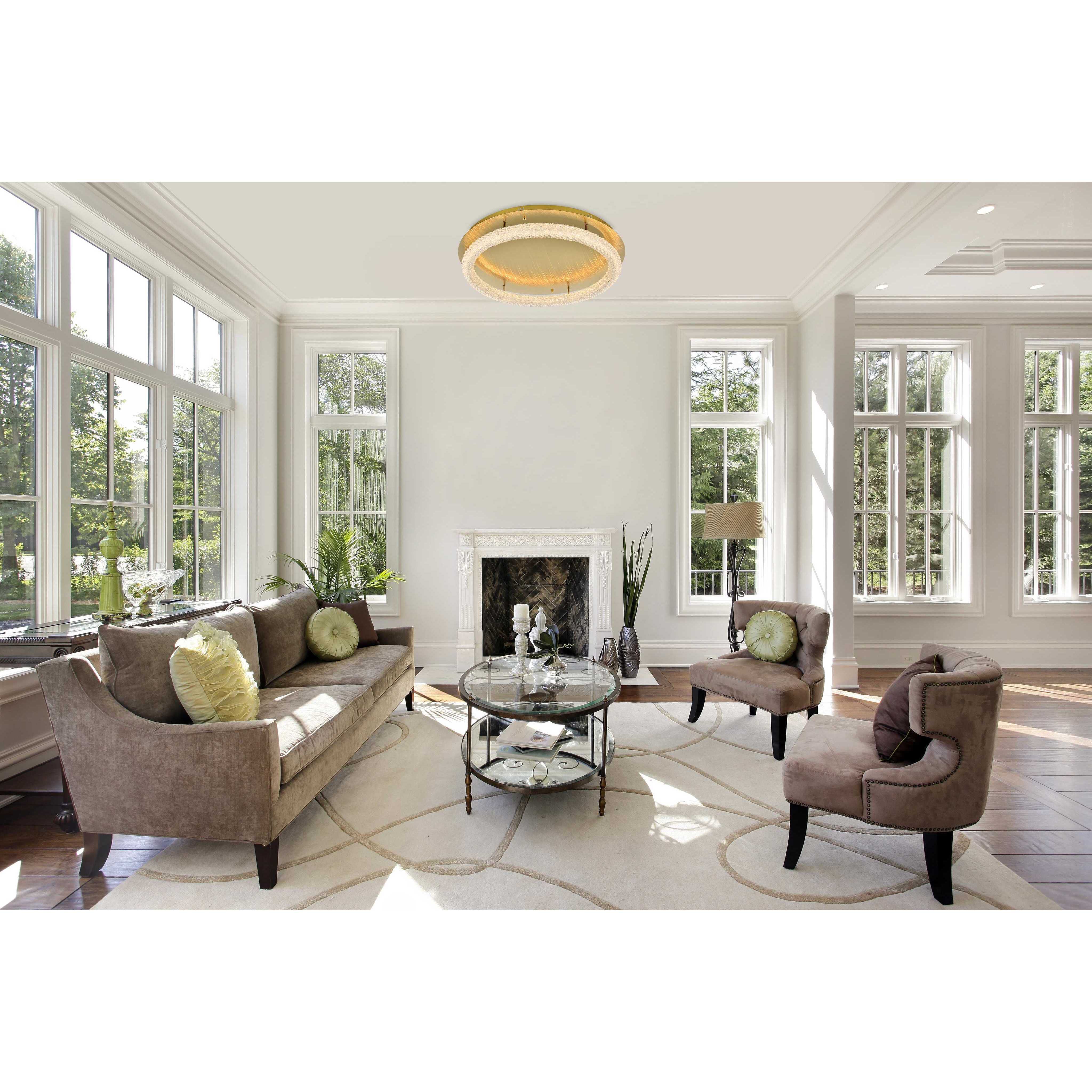 Bowen 1 Light 33.5 inch Satin Gold Flush Mount Ceiling Light