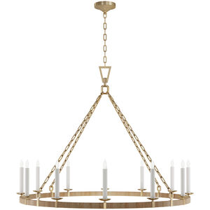 Chapman & Myers Darlana5 LED 50 inch Antique-Burnished Brass and Natural Rattan Ring Chandelier Ceiling Light, XL