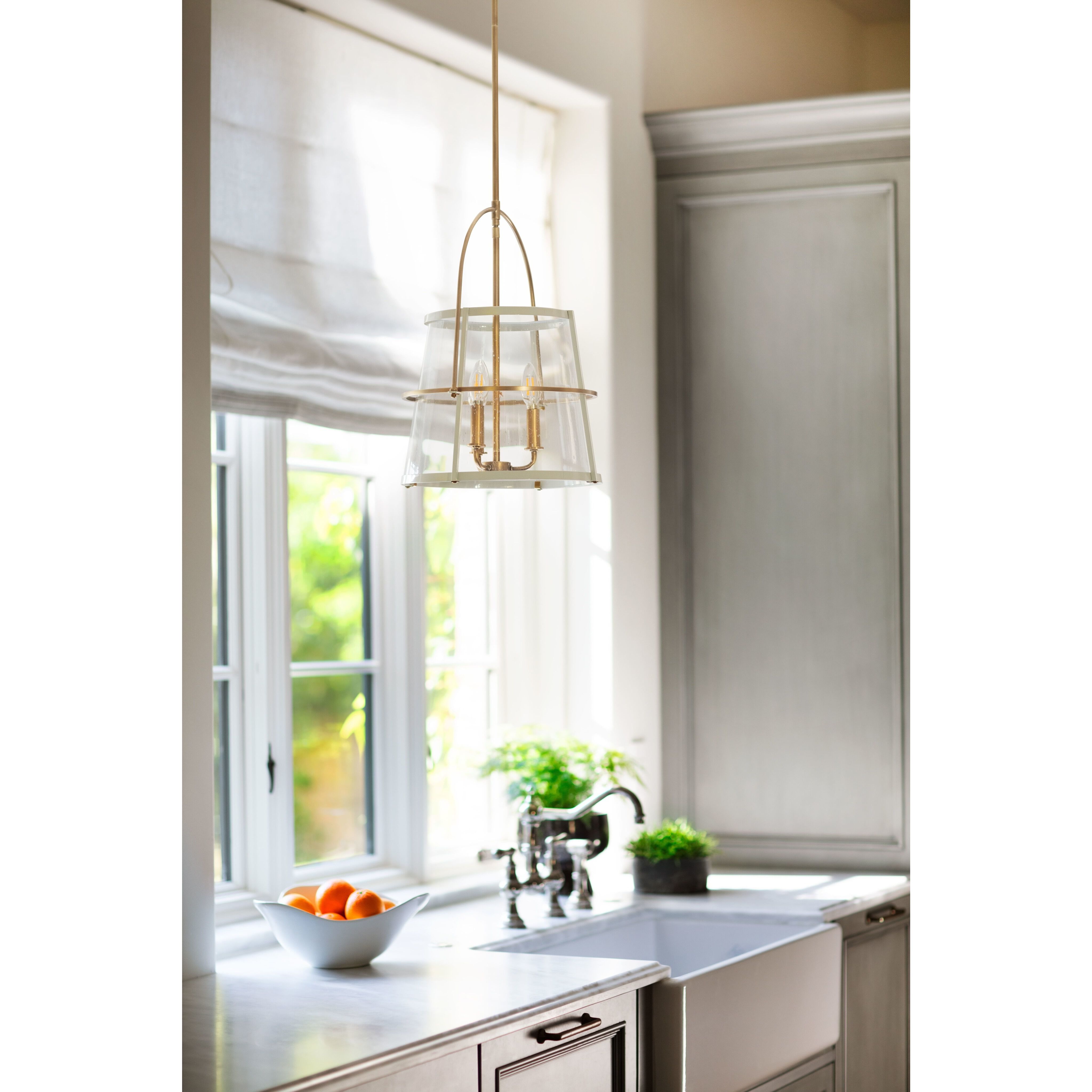 Tournon 15 inch Heritage Brass with Polished White Indoor Pendant Ceiling Light