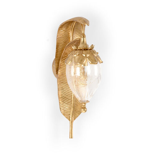 Chelsea House 1 Light 6 inch Antique Gold Leaf/Etched Clear Sconce Wall Light, Large