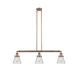 Franklin Restoration Small Cone 3 Light 39 inch Antique Copper Island Light Ceiling Light in Clear Glass, Franklin Restoration
