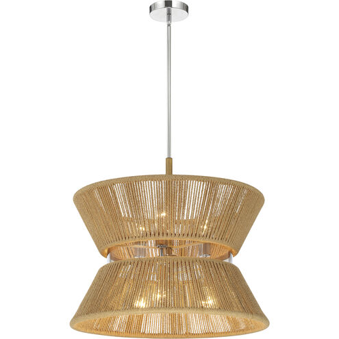 Serena 6 Light 24.13 inch Chrome/Walnut Pendant Ceiling Light in Chrome and Walnut