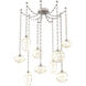 Misto 9 Light 15.5 inch Beige Silver Swag Multi-Pendant Ceiling Light in Optic Rib Amber, Diamond Chain