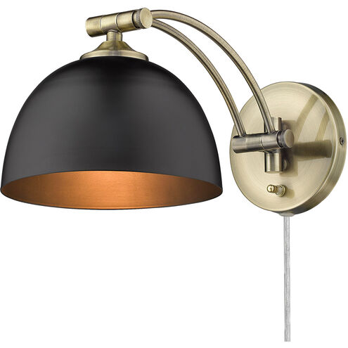 Rey 1 Light 8 inch Aged Brass Articulating Wall Sconce Wall Light in Matte Black, Adjustable