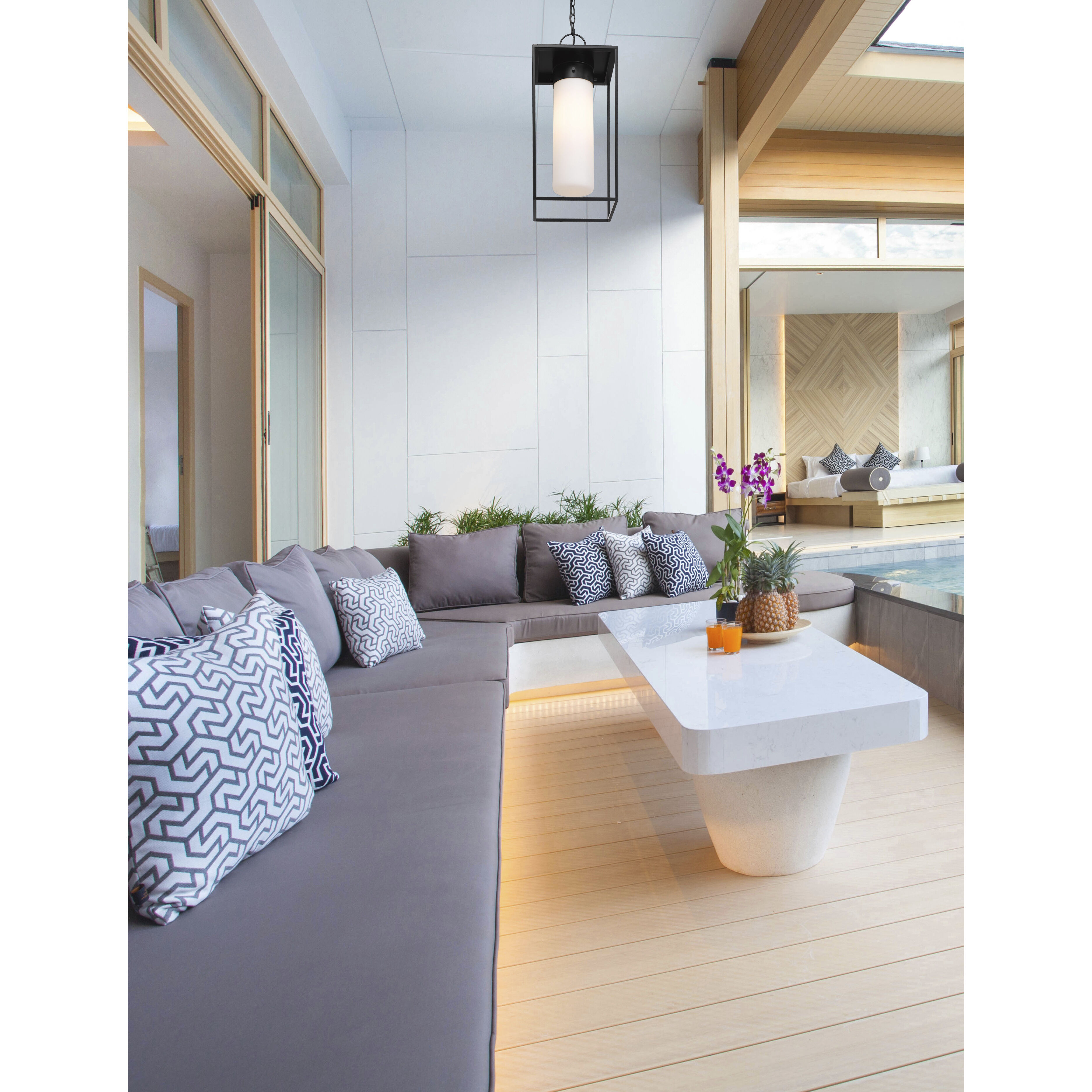 Sheridan 1 Light 10 inch Black Outdoor Chain Mount Ceiling Fixture