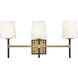 Saunders 3 Light 23 inch Black and Lacquered Brass Bath Light Wall Light in Black with Lacquered Brass