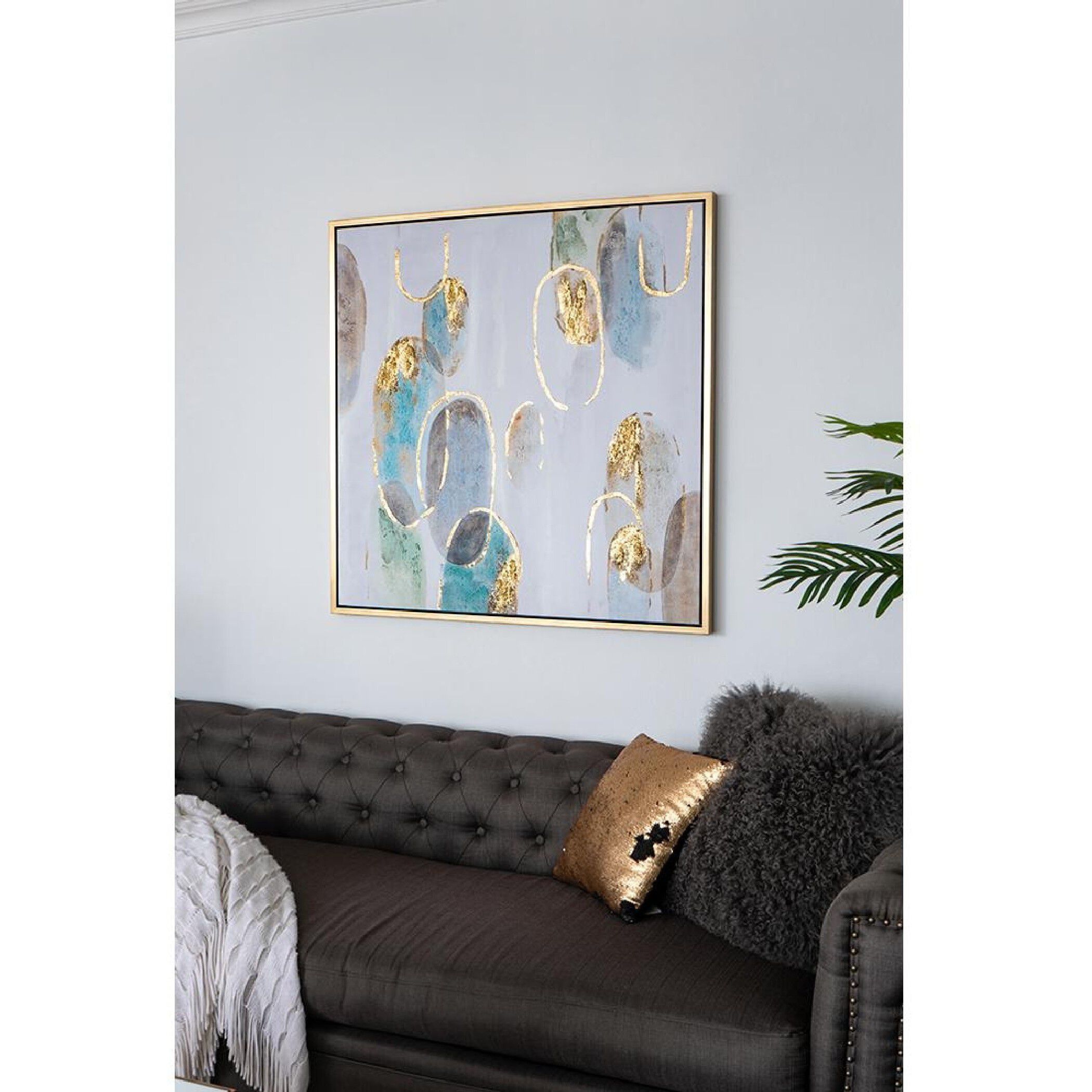Gizem Gold/Gray/Blue Wall Art