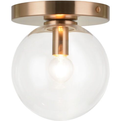 Cosmo 1 Light 7 inch Aged Gold Brass Flush Mount Ceiling Light in Clear