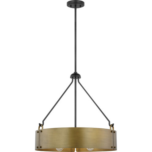 Halter 4 Light 22.63 inch Matte Black and Natural Brass Pendant Ceiling Light