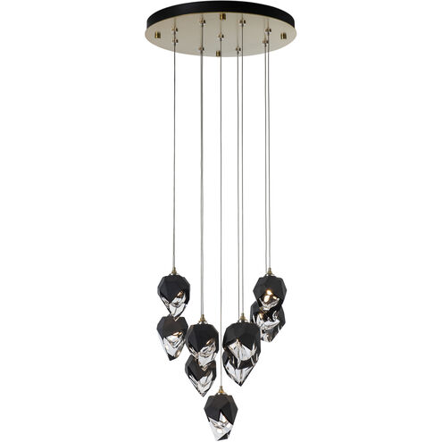Chrysalis 9 Light 20.5 inch Modern Brass Pendant Ceiling Light in Black Crystal, Small