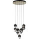 Chrysalis 9 Light 20.5 inch Modern Brass Pendant Ceiling Light in Black Crystal, Small