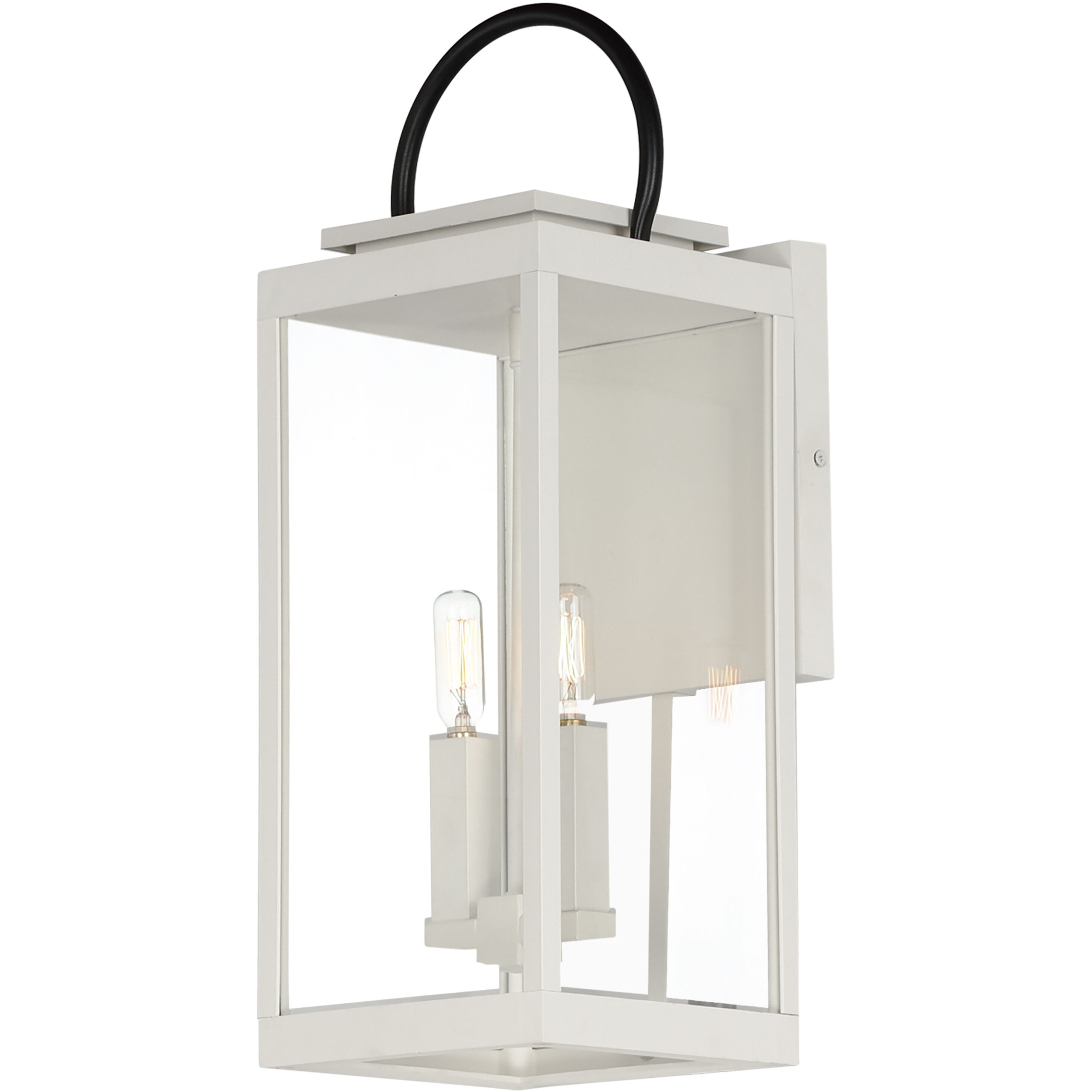 Nassau Vivex 2 Light 21.25 inch White and Black Outdoor Wall Mount in Clear