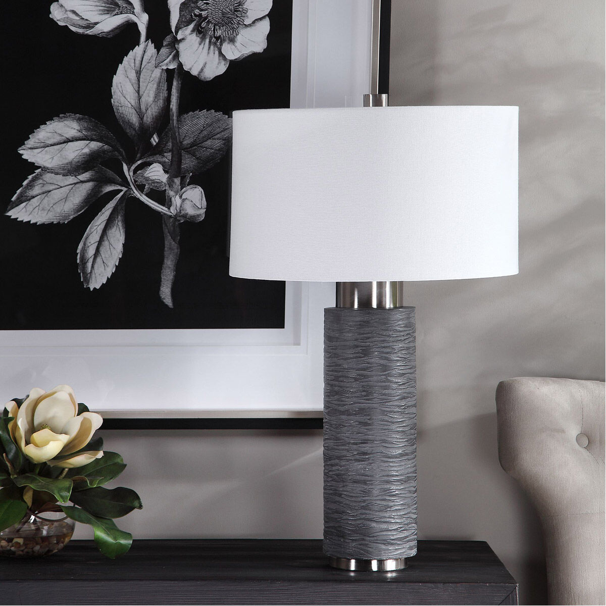 Strathmore 28 inch 150 watt Stone Gray Table Lamp Portable Light