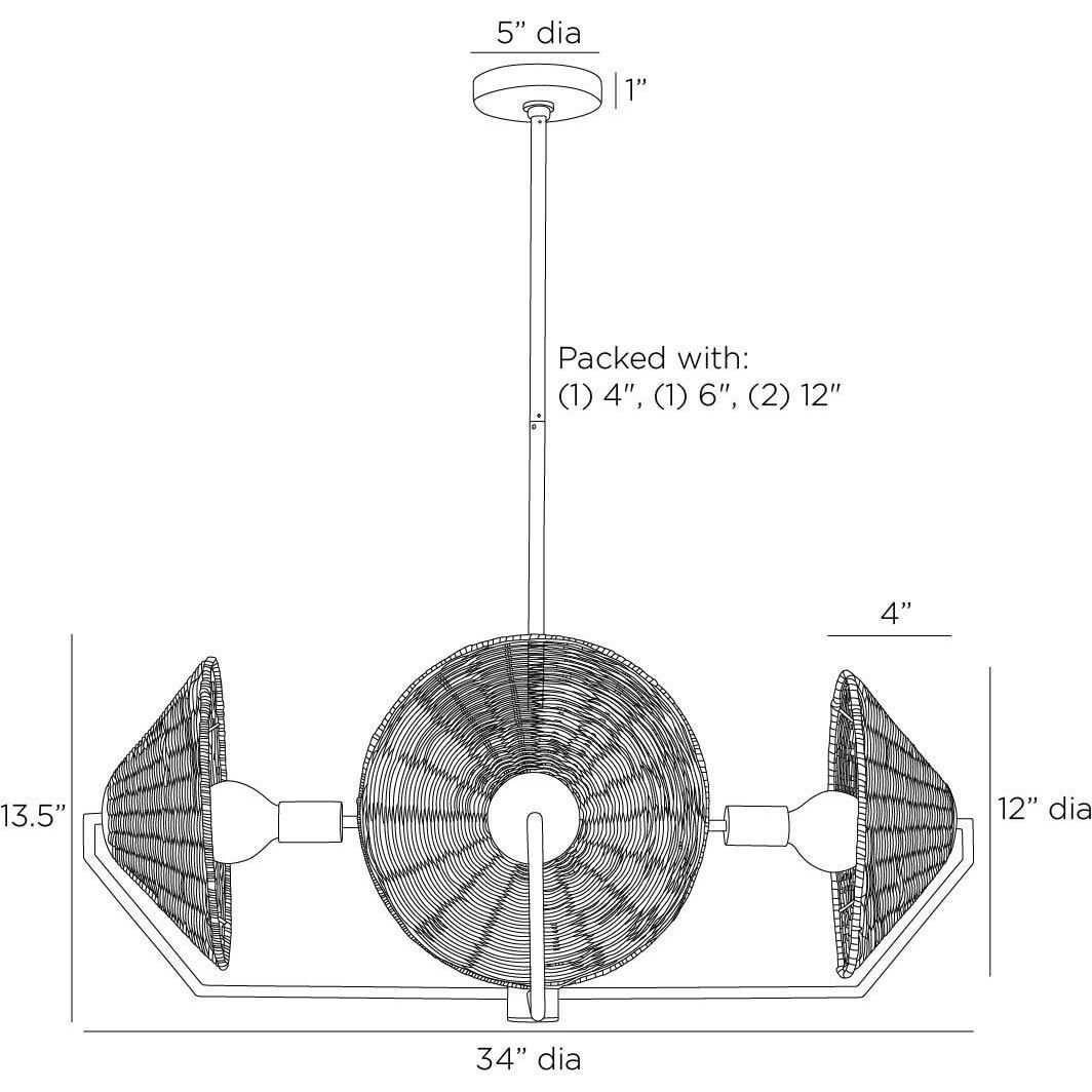 Coleman 4 Light 34 inch Natural Chandelier Ceiling Light