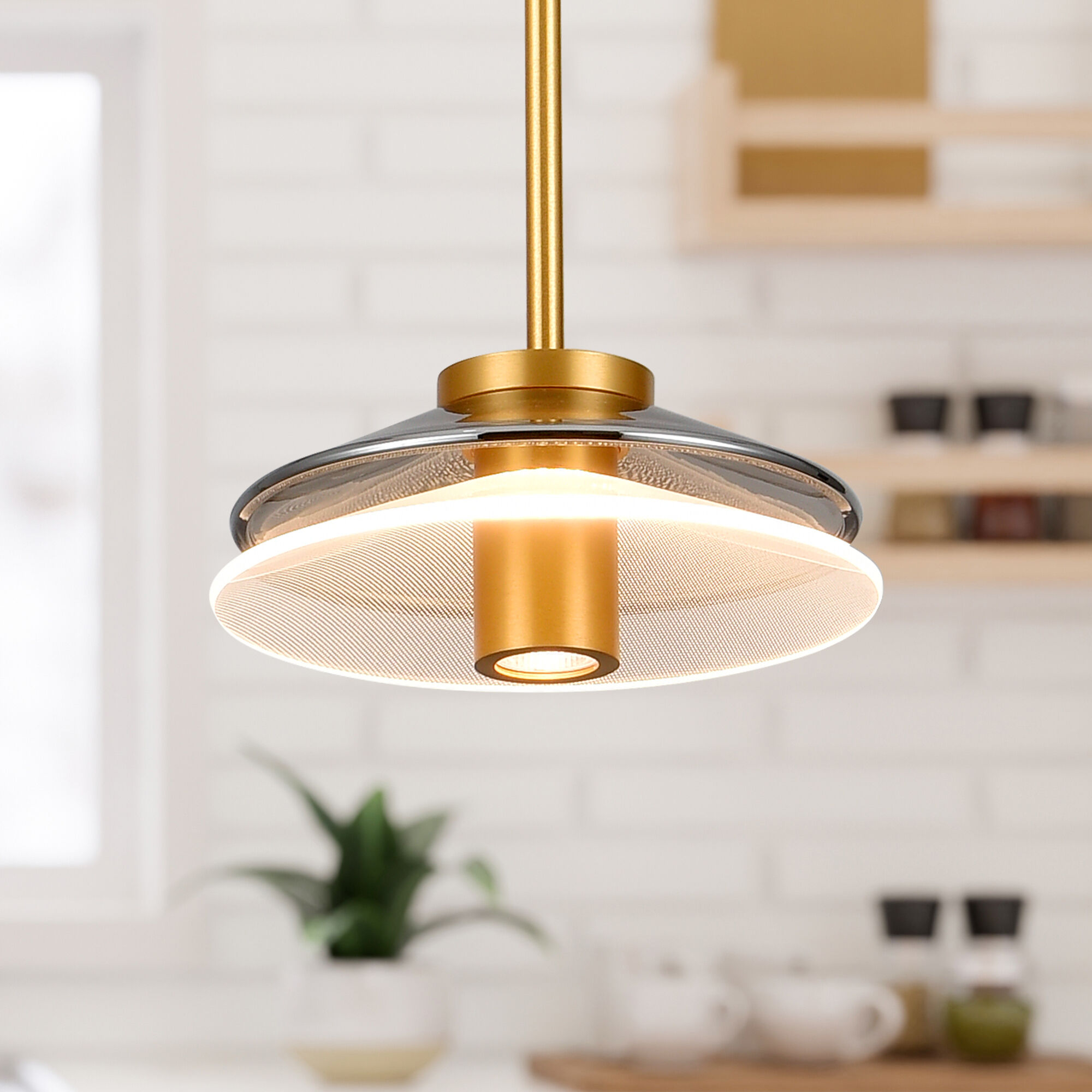 Verona Series 7.25 inch Black/Gold Pendant Ceiling Light, Artisan Collection