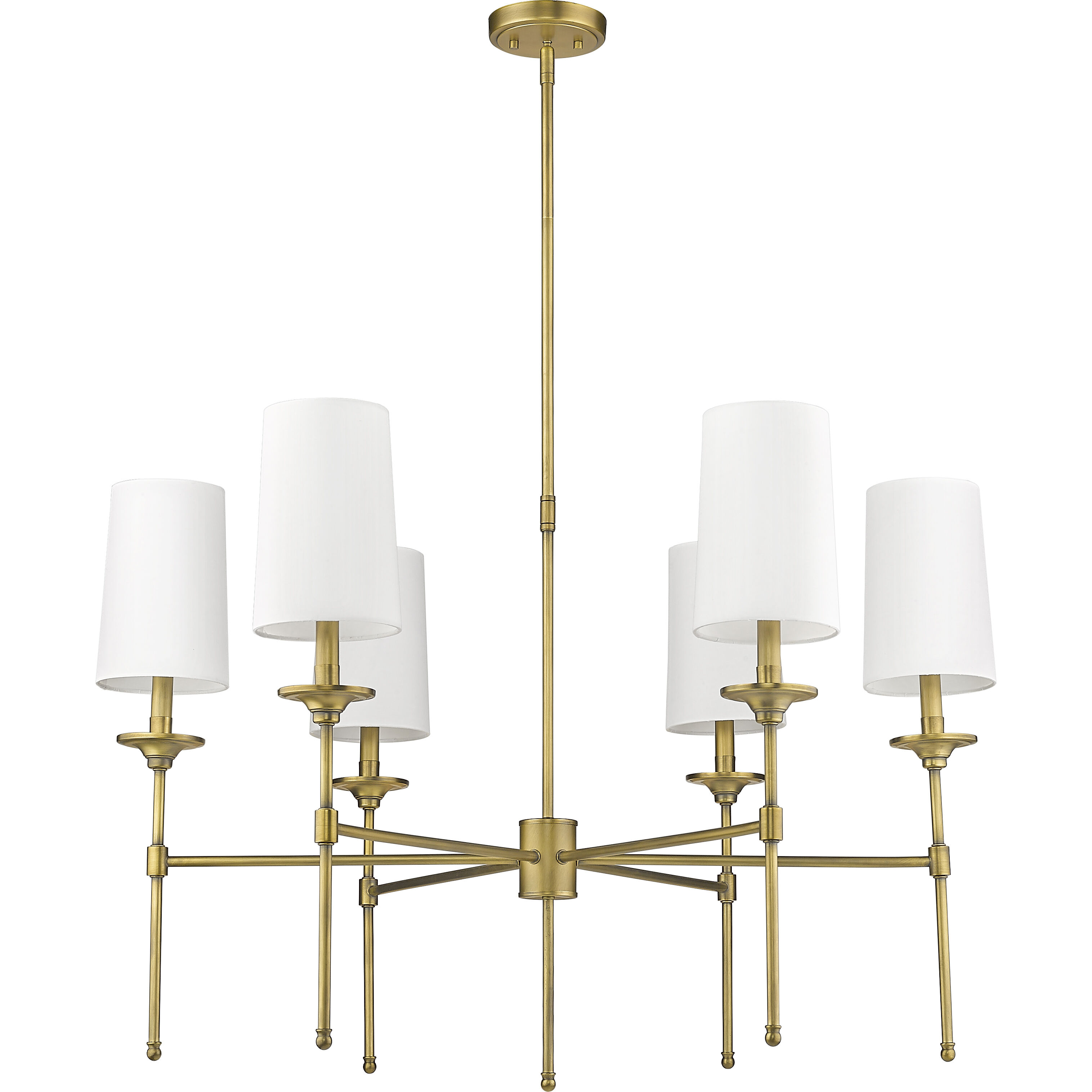 Emily 6 Light 38 inch Rubbed Brass Chandelier Ceiling Light