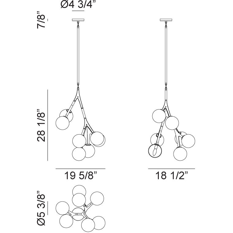 Rami 7 Light 18.5 inch Aged Gold Brass Chandelier Ceiling Light in Aged Gold Brass and Opal Glass