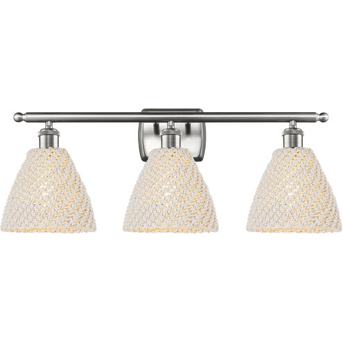 Ballston Bristol Natural 3 Light 27.5 inch Brushed Satin Nickel Bath Vanity Light Wall Light